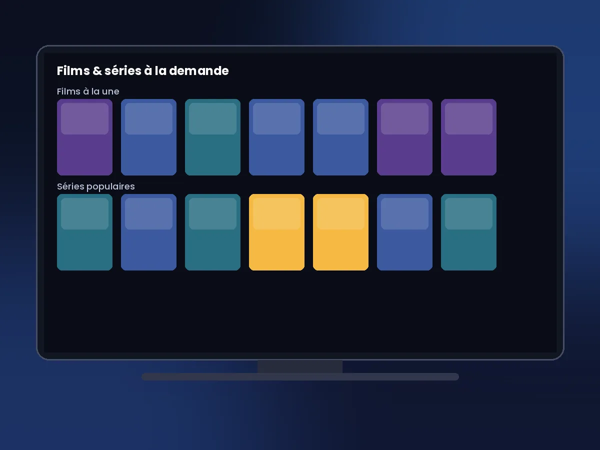 Catalogue de films et séries IPTV à la demande sur une tablette